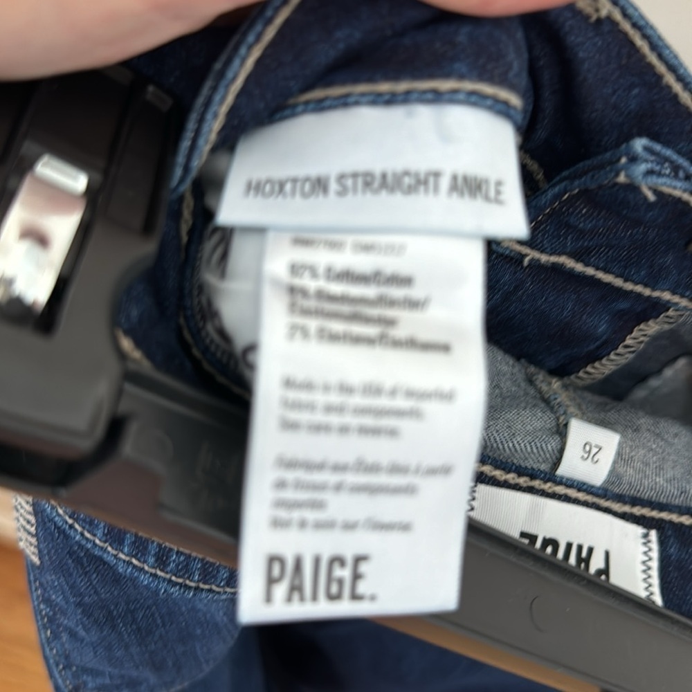 Paige Hoxton Straight Ankle Blue Jeans unfinished edges 26 - Picture 11 of 13